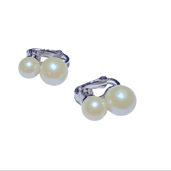 Vintage 50s FAUX Pearl clip earrings JUDY LEE JEWELRY from Private Collection - Picture 6 of 8
